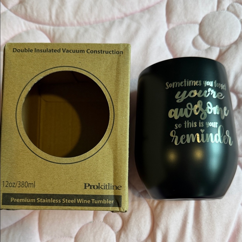 Black Stainless Steel Wine Tumbler — 'You're Awesome' Insulated Cup